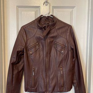 Pleather Jacket, Brown, Large